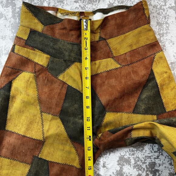 VTG Patchwork Plaid Wide Leg Bell Bottom Pants Groovy Hippy Retro *READ* - Picture 8 of 16